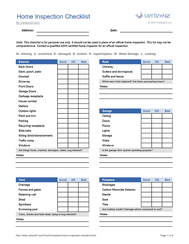 Home Inspection Checklist