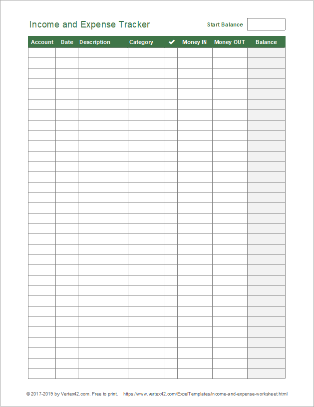 personal income expense spreadsheet