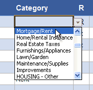 Easily select a Budget Category