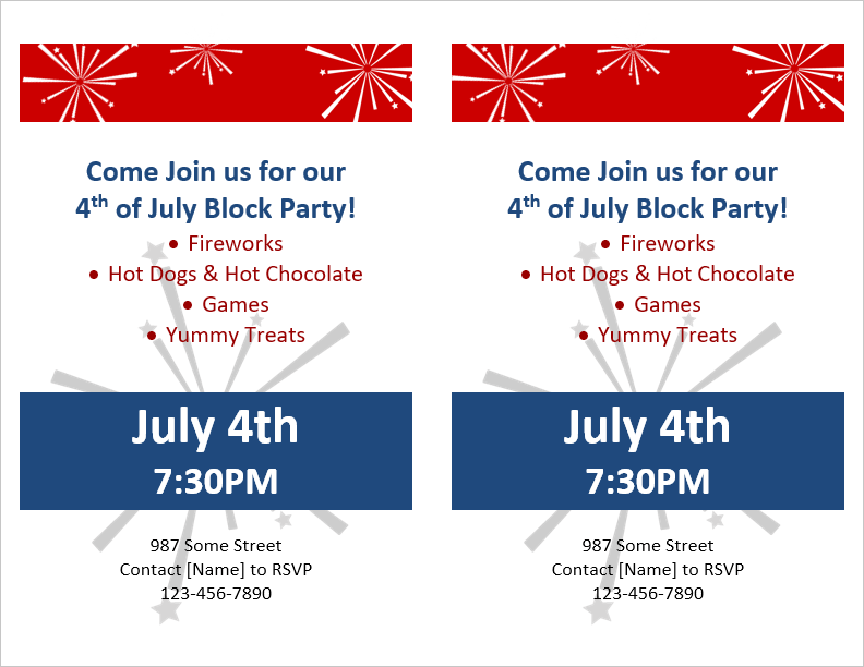 Block Party Flyer (2 Per Page)