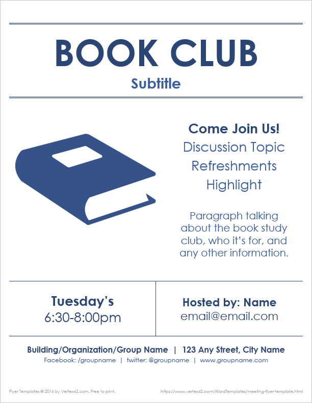 Book Club Flyer Template