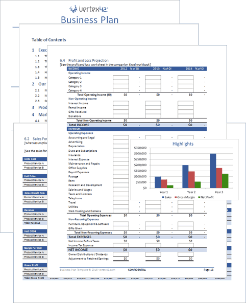 business plan example excel