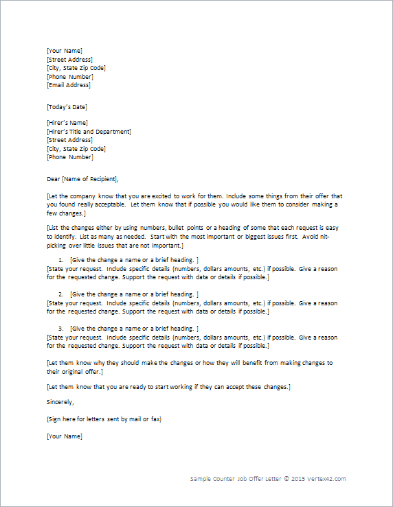 Counter Job Offer Letter Template