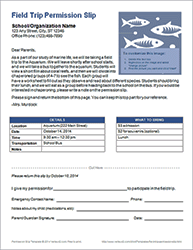Field Trip Permission Slip Template