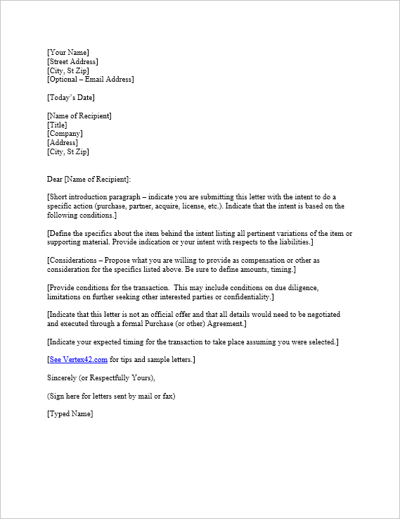 Letter of Intent Template