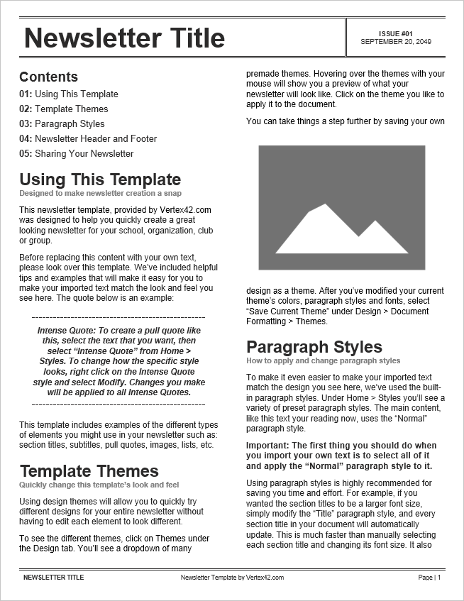 Free Newsletter Templates for Word