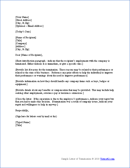 termination letter template