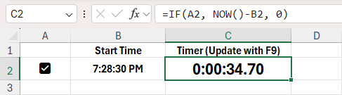Create a Timer in Excel Using Circular References