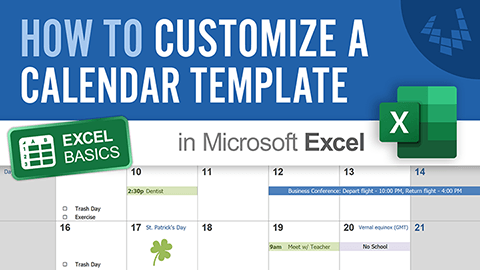 Learn how to create a calendar in Excel by customizing a calendar template from Vertex42.com.