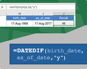 DATEDIF Formula to Calculate Age in Excel