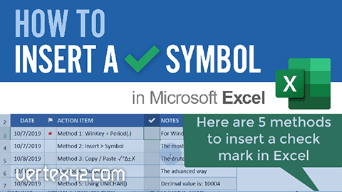 Learn how to Insert a Check Mark Symbol in Excel