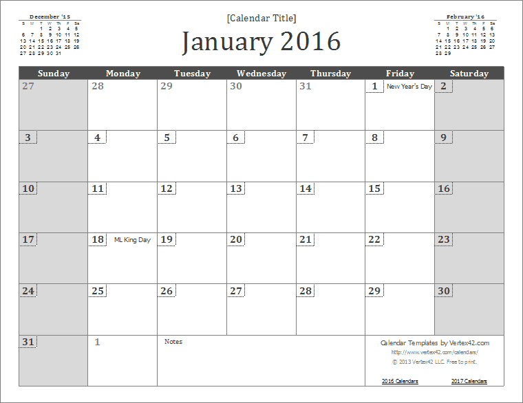 2016 Calendar Templates And Images