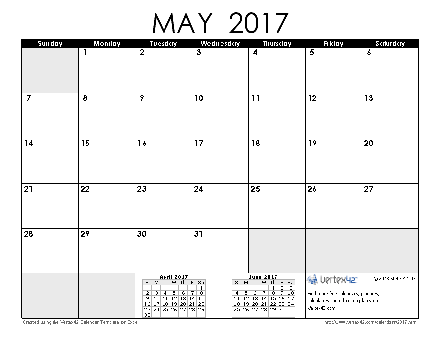 9 may 2017 calendar