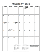 Printable Ink Saver 2017 Calendar - Portrait