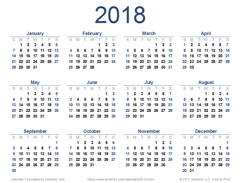 microsoft word template calendar 2018