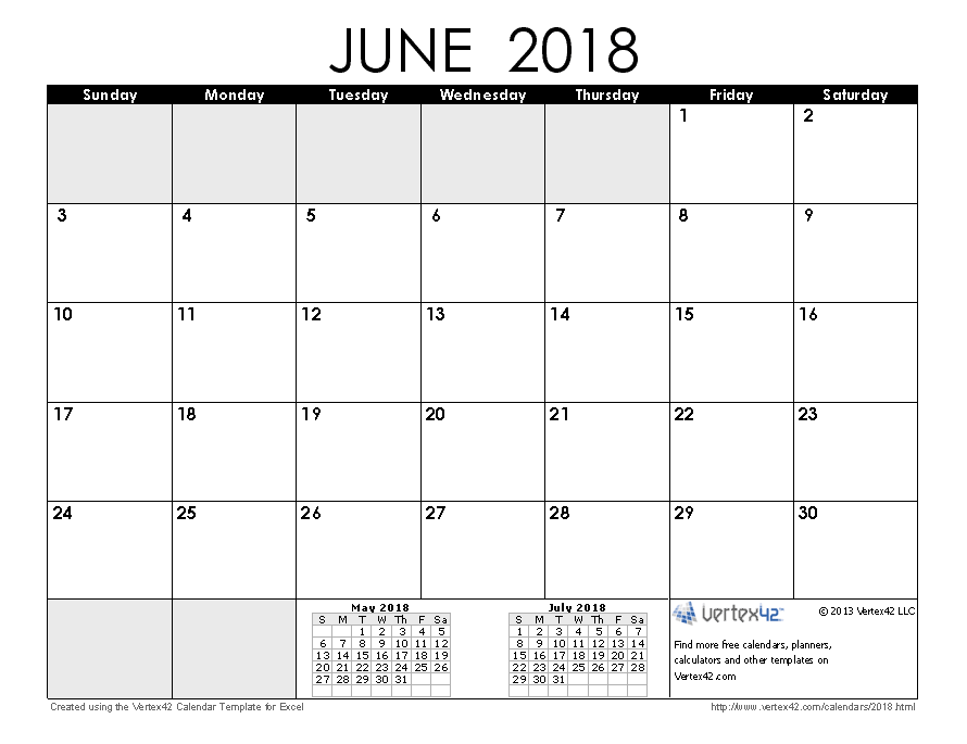 18 June Calendar Printable