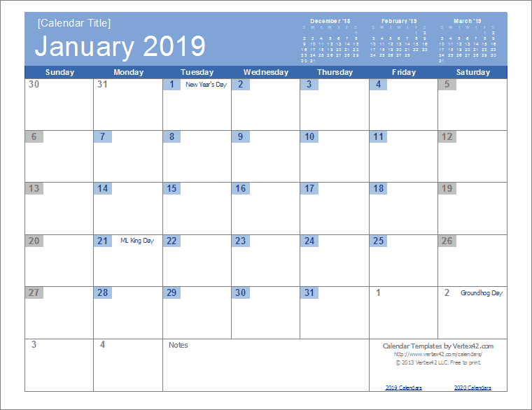 Calendar Template Excel 2019 from cdn.vertex42.com