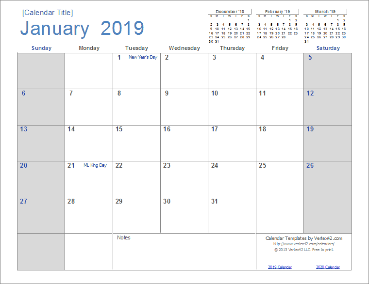 2019 Calendar Template With Holidays from cdn.vertex42.com