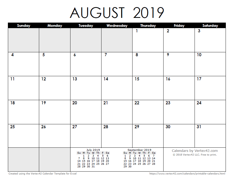 2019 Calendar Templates and Images