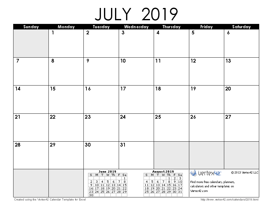 2019 Calendar Templates and Images