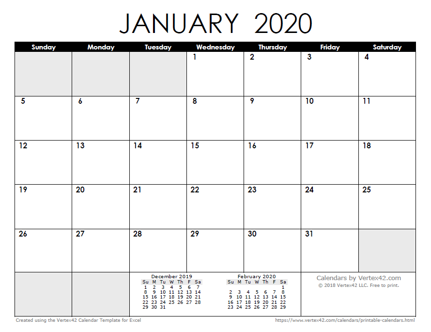 4 Month Calendar Template