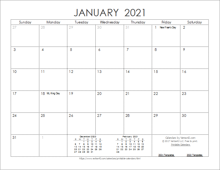 2021 Calendar Template 2021 Calendar Template