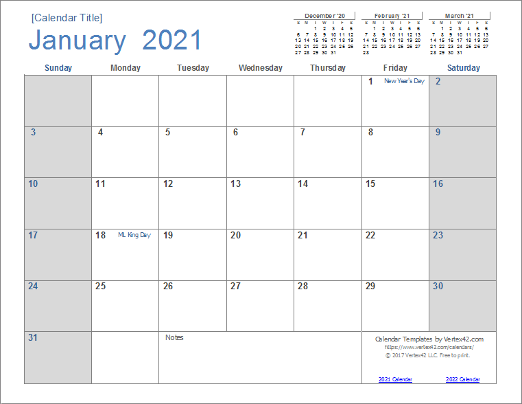 2021 Calendar (Light)