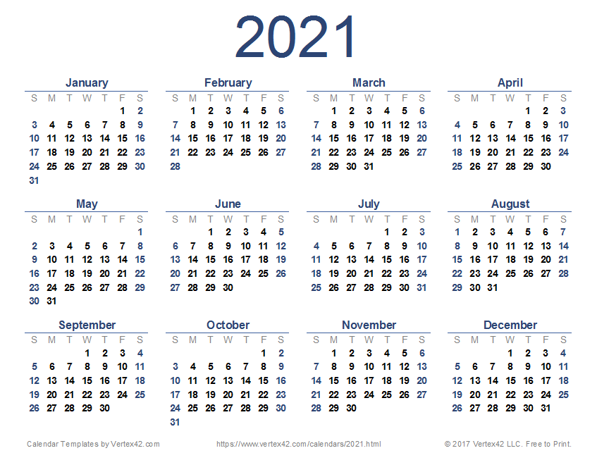 2021 Calendar and Images