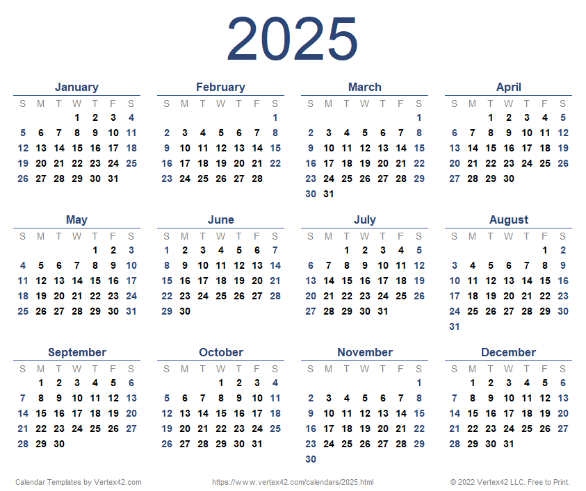 2025 Calendar Templates and Images