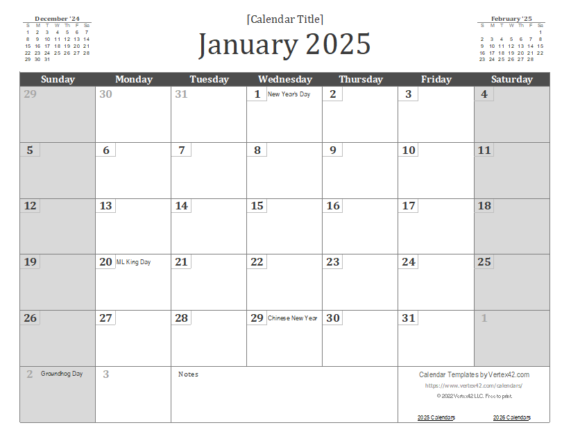 2025 Calendar Templates and Images