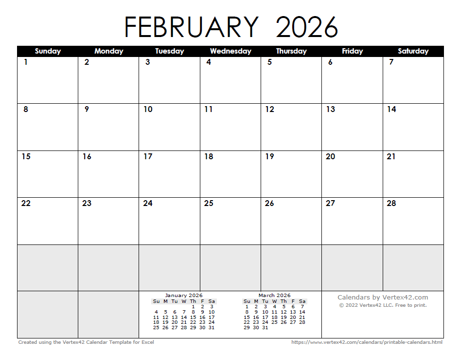 February 2026 Calendar