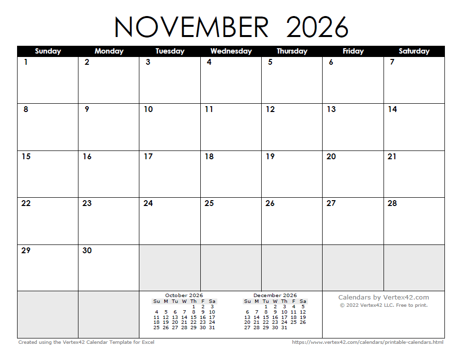 November 2026 Calendar