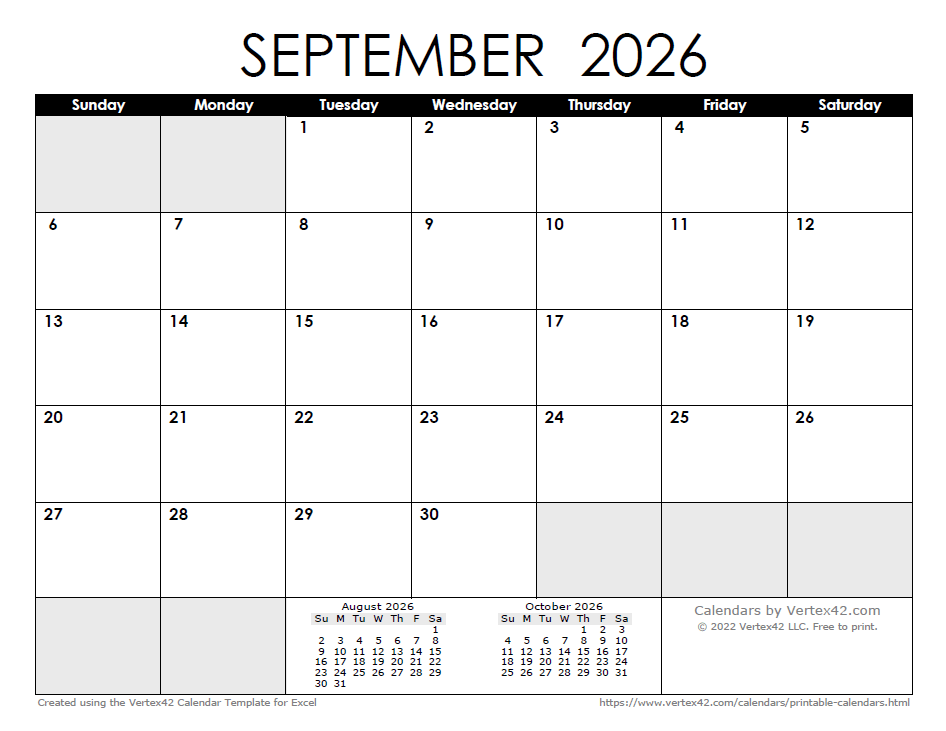 September 2026 Calendar