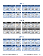 3 Year Calendar - Portrait Orientation