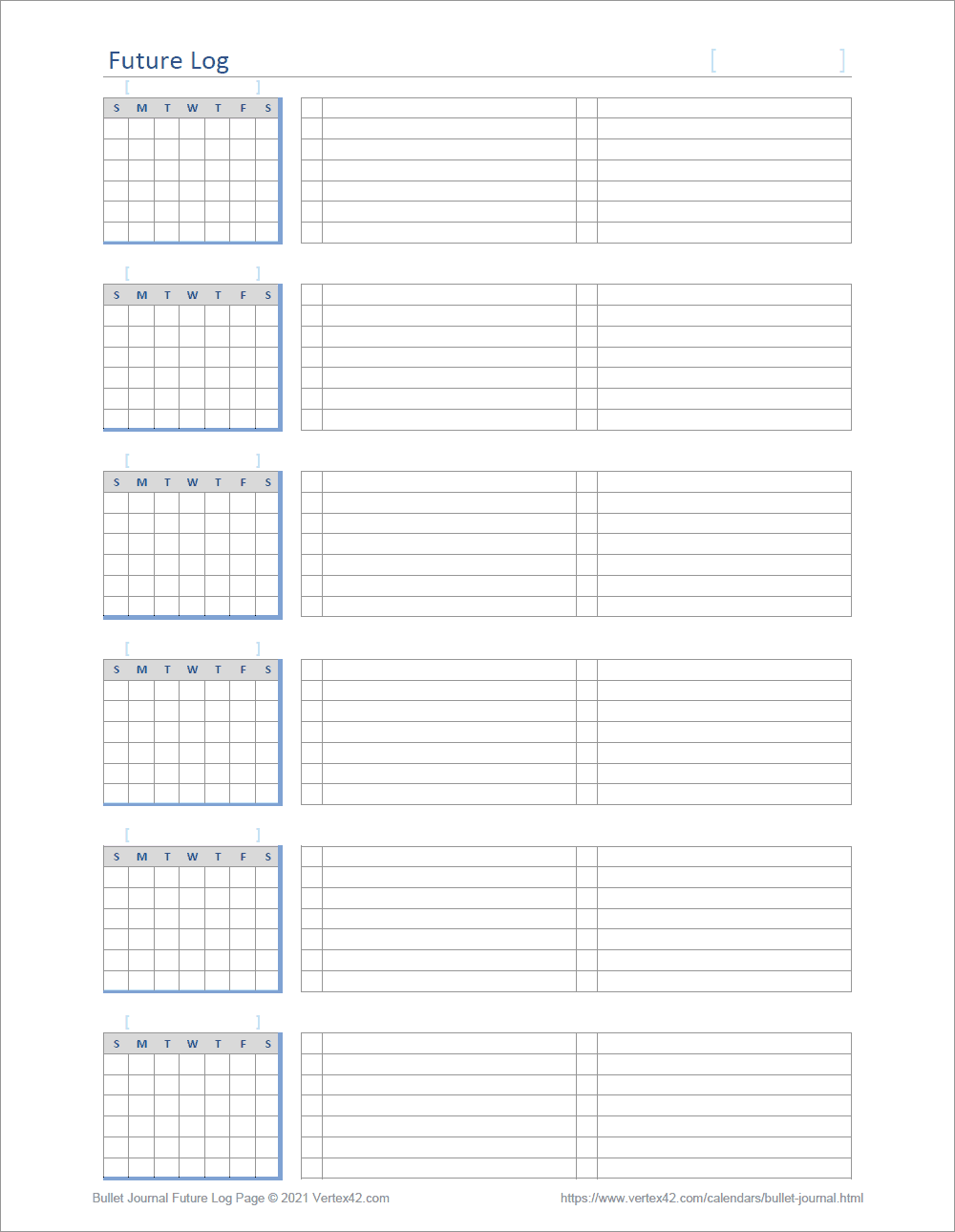 Bullet Journal Templates For Excel And PDF