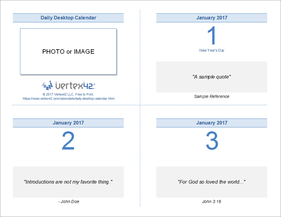 Daily Desktop Calendar Template for Excel Daily Desktop Calendar Template for Excel