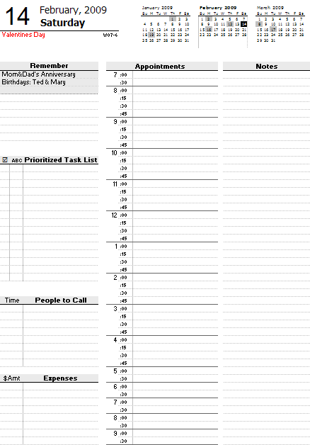 Daily Planner Template - Free Printable Daily Planner for Excel