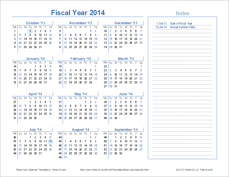 calendars 2014 and 2015