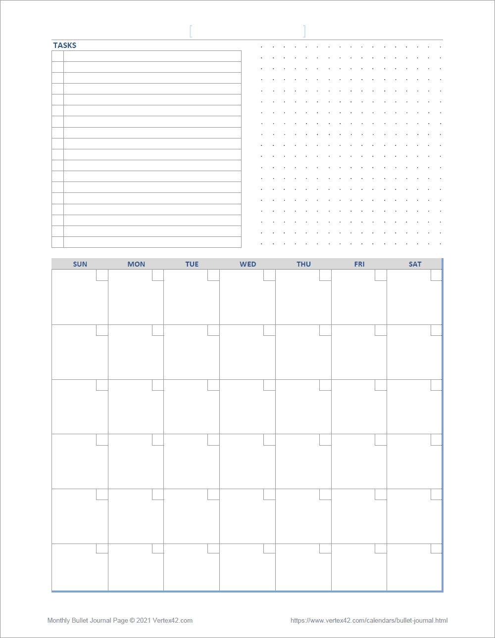 Monthly Bullet Journal Page