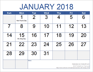 Monthly Calendar - Large Print