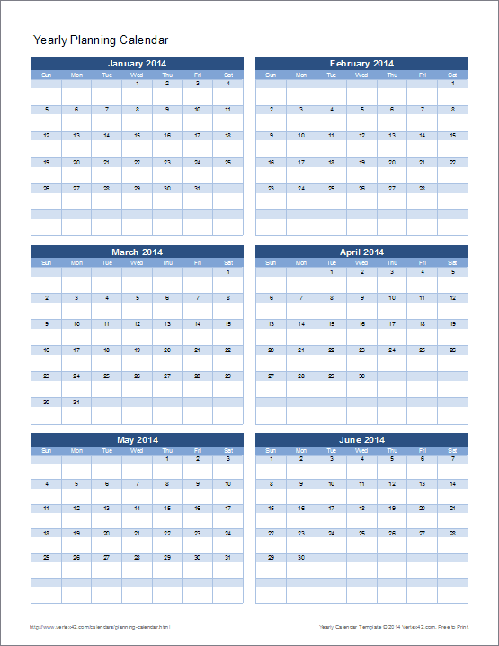 excel year calendar template