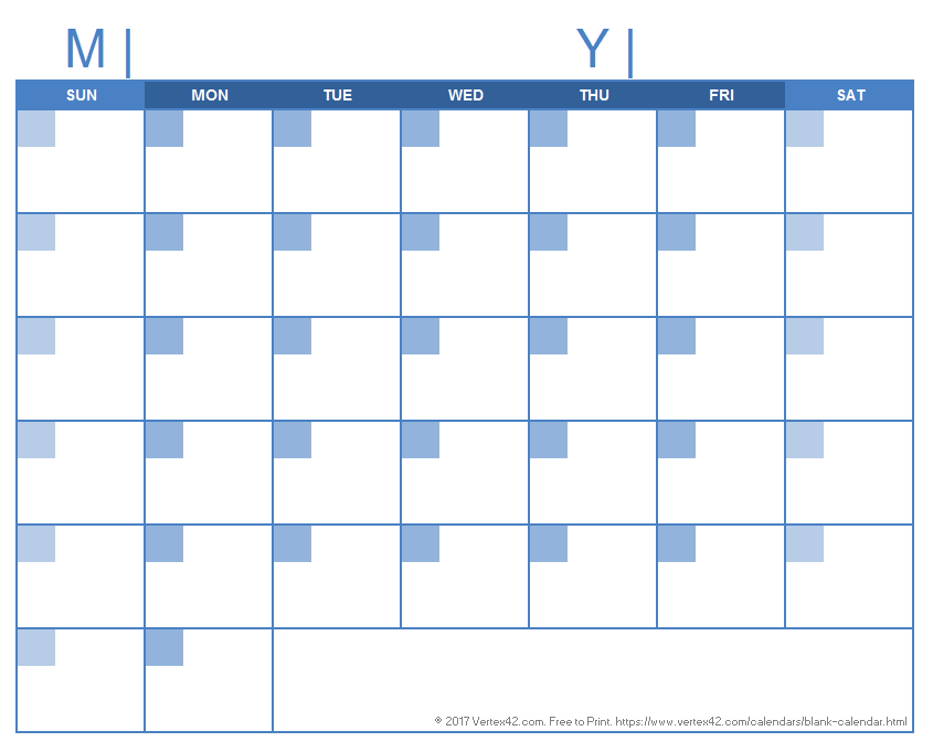 Blank Calendar - Bold Design