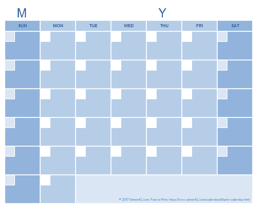 Blank Calendar with Reverse Borders and Shading