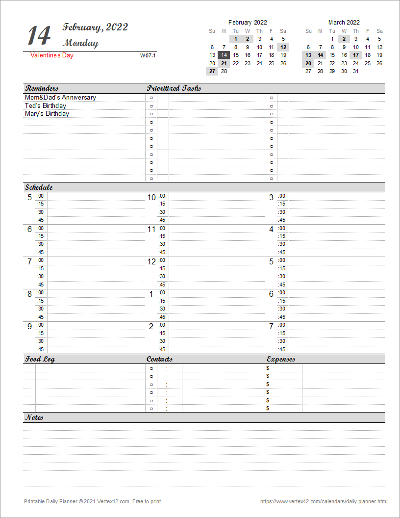 daily planner template free printable daily planner for excel