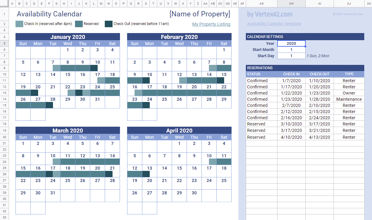 2025 Reservation Weeks Calendar Excel 