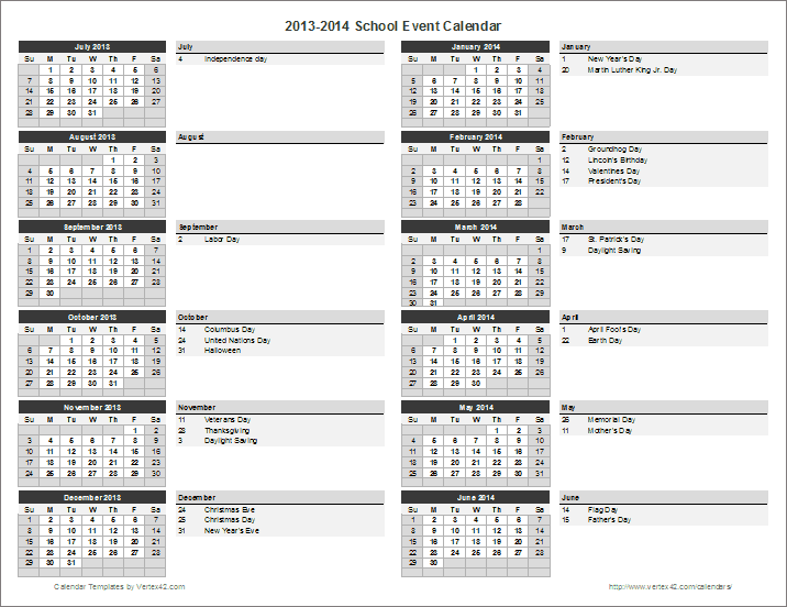 School Event Calendar