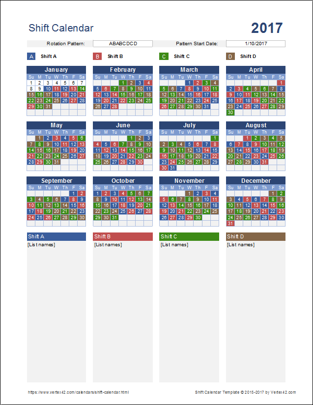 2024 Shift Calendar Template Sean Winnie