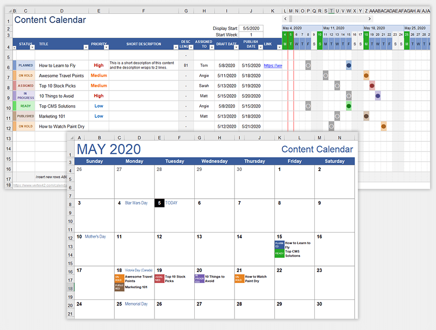 Content Calendar Template - Marketing Calendar for Excel