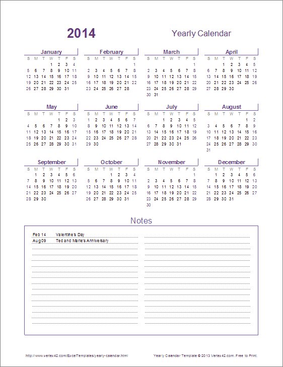 Yearly Calendar Template For 2019 And Beyond