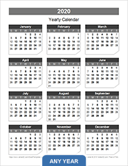 Yearly Calendar Template (Chamfer theme)